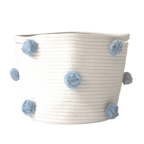 Blue Pom Pom Easter Gift Basket