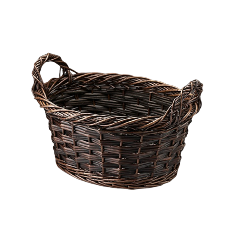 Brown Stain Oval Willow Gift Basket & Wrap