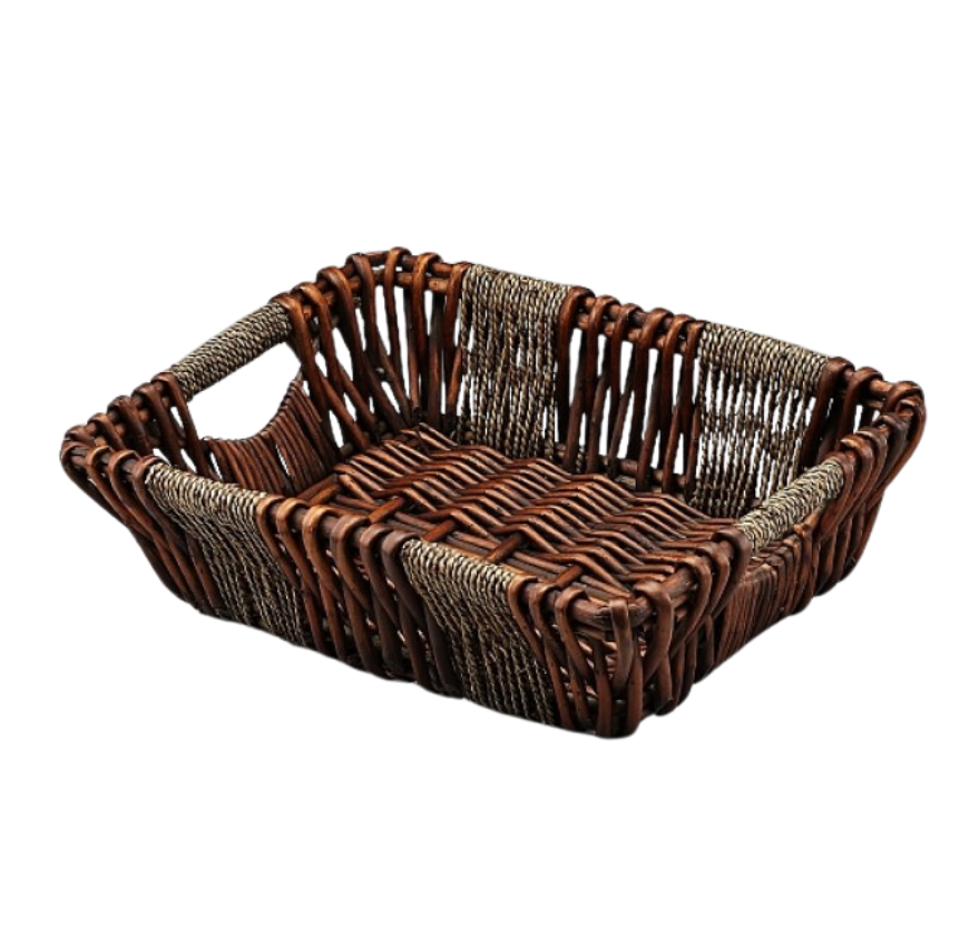 Brown Stain Willow & Rope Gift Basket & Wrap