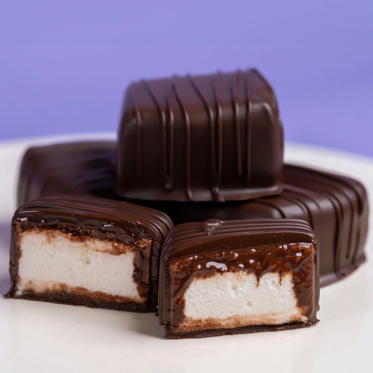 Dark Chocolate Drizzled Marshmallows