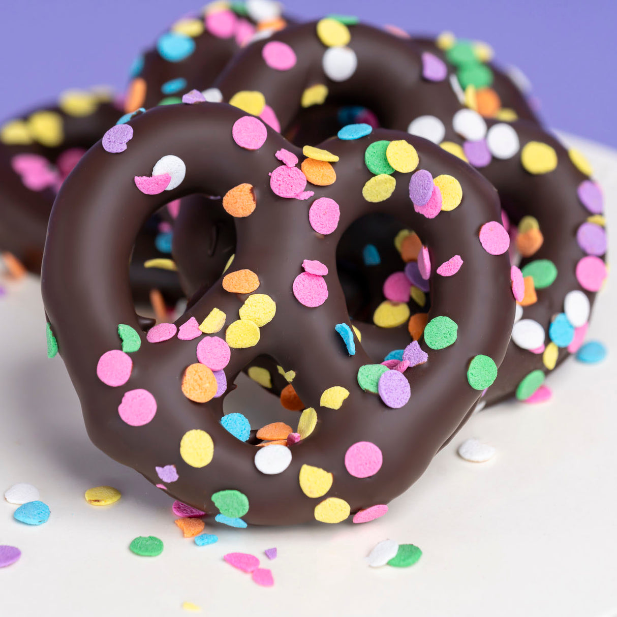 Dark Chocolate Pastel Confetti Pretzels
