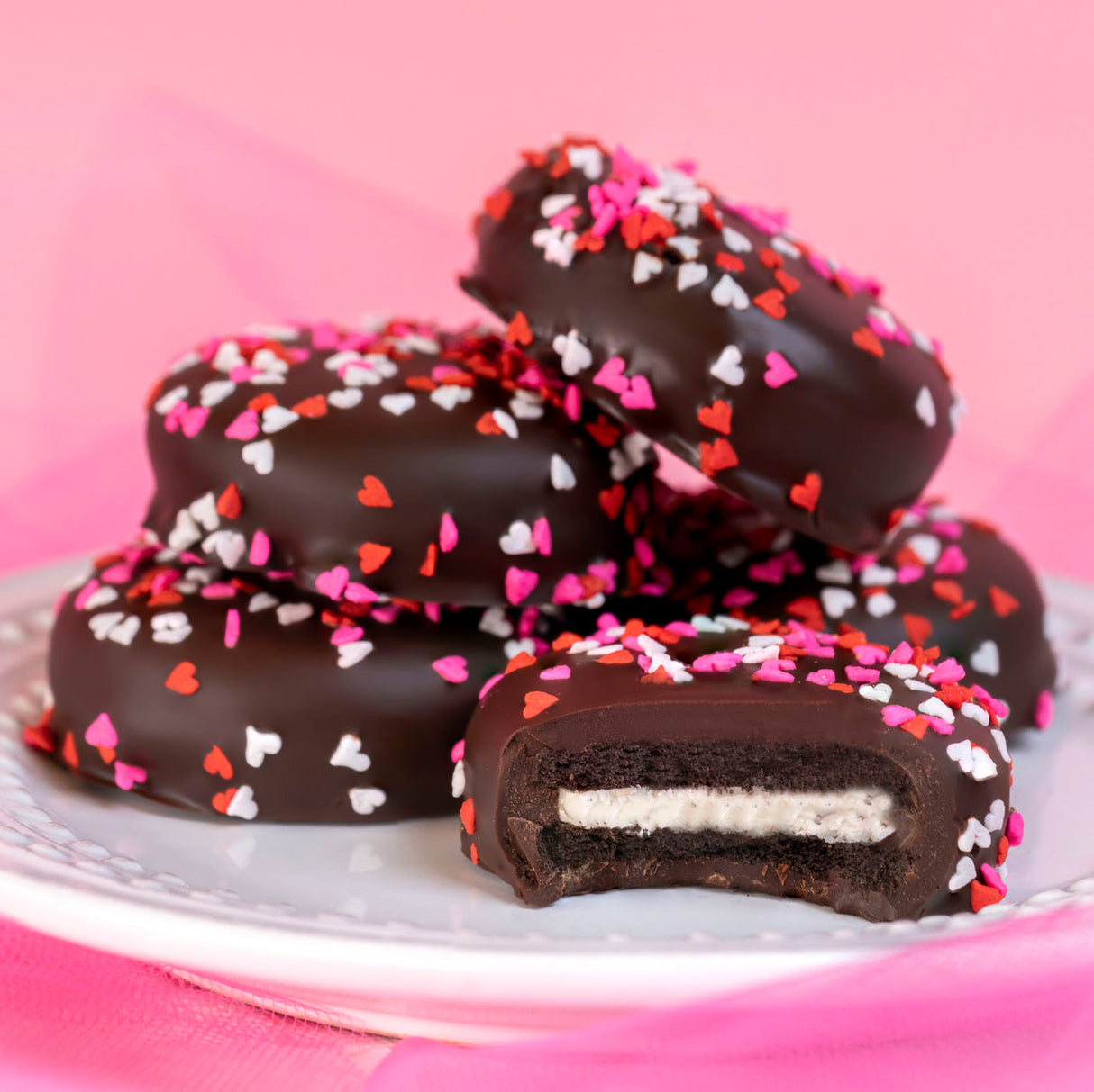 Dark Chocolate Valentine Confetti Oreos