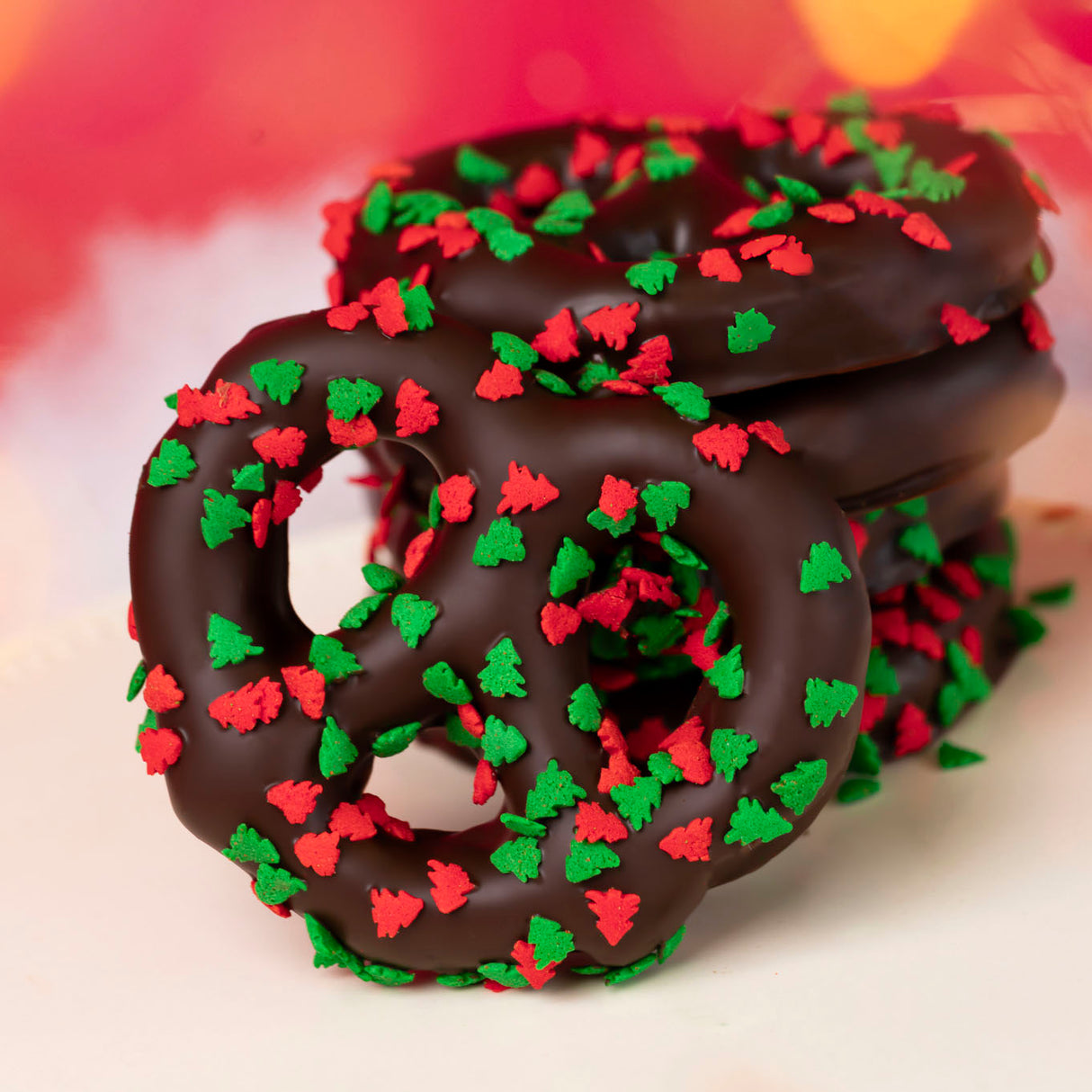 Dark Chocolate Christmas Confetti Pretzels