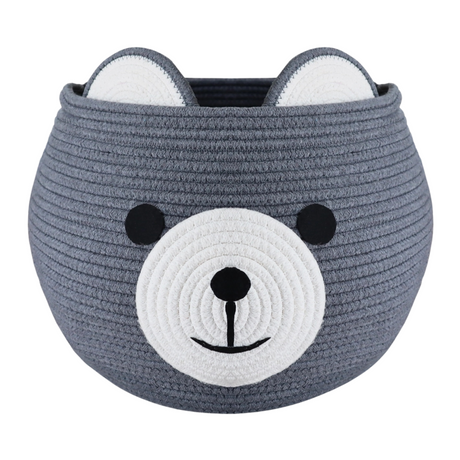 Grey Teddy Bear Rope Gift Basket & Wrap