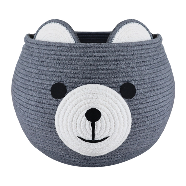 Grey Teddy Bear Rope Gift Basket & Wrap