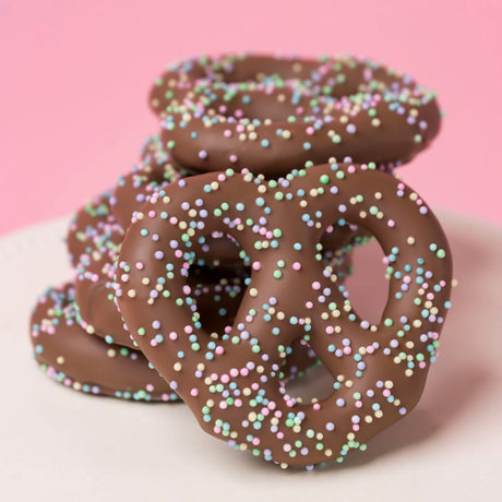 Milk Chocolate Pastel Nonpareil Pretzels