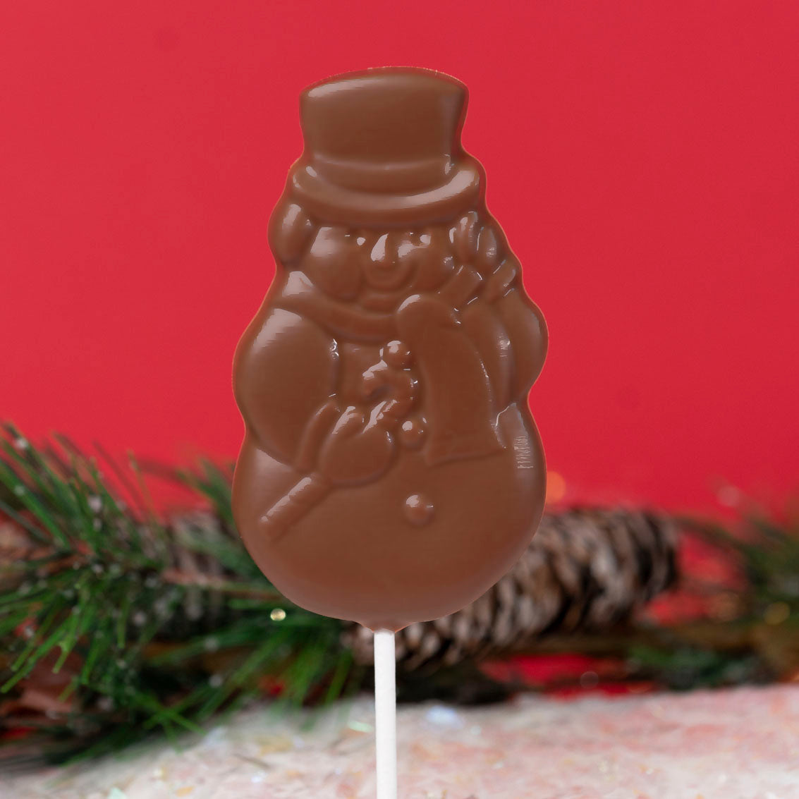 Solid Milk Chocolate Snowman Lollipop