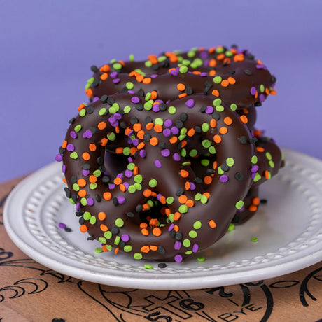 Dark Chocolate Halloween Confetti Pretzels
