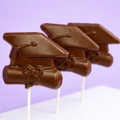 Solid Milk Chocolate graduation cap lollipops in Scranton Pennsylvania. 