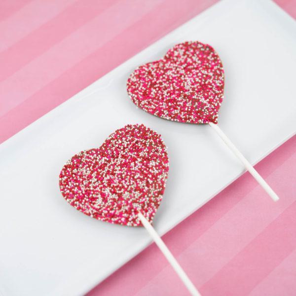 Milk Chocolate Heart Shaped Nonpareil Lollipop