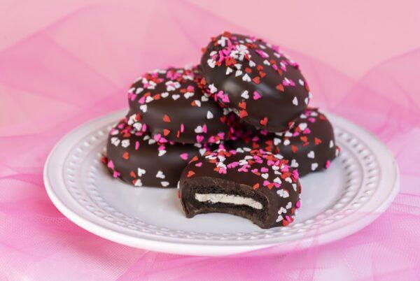 Valentine Confetti Dark Chocolate Covered Oreos