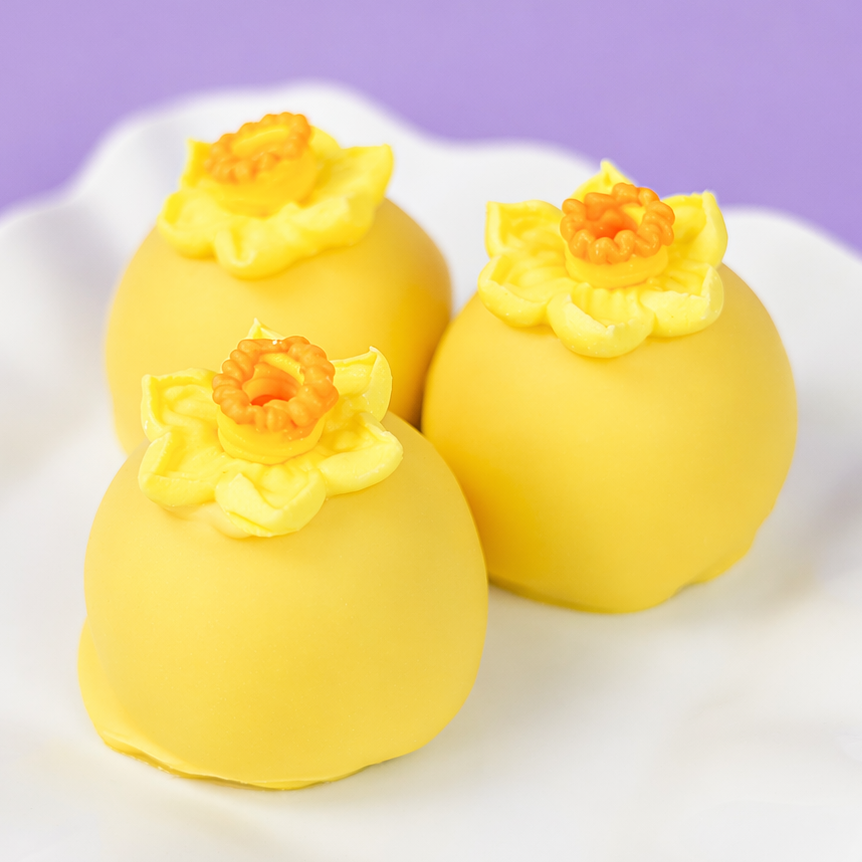 White & Milk Chocolate Daffodil Ganache Truffles